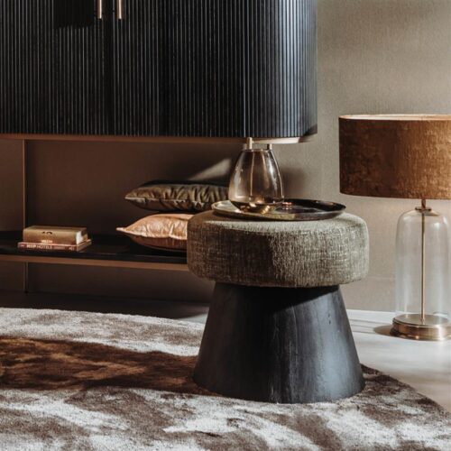 Hocker Ossana Mangohout en stof - 50 cm - Afbeelding 2