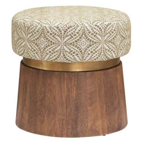 Hocker Ossana Metalen Ring Mangohout en stof - 50 cm