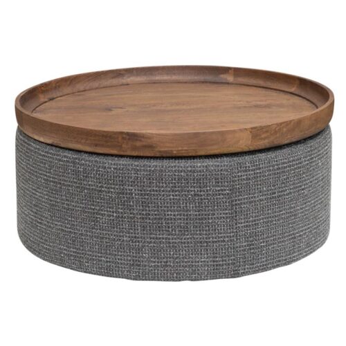Ronde Salontafel Ossana Mangohout en stof 80 cm - Grijs