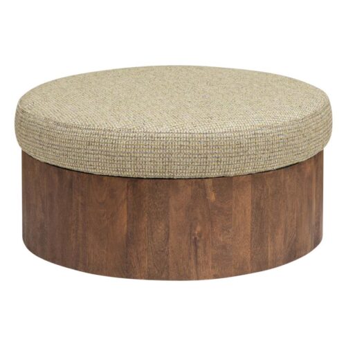 Ronde Salontafel Ossana Mangohout en stof 80 cm - Beige