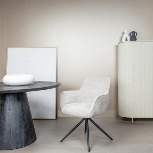 Draaibare Eetkanerstoel Fondo Chenille - Beige - Afbeelding 2