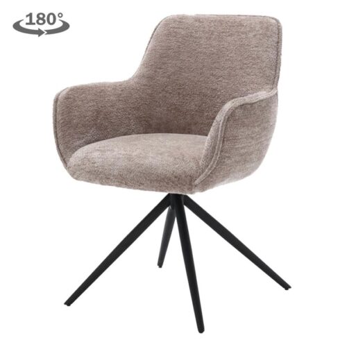 Draaibare Eetkanerstoel Fondo Chenille - Taupe