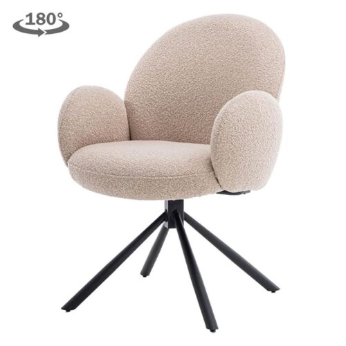 Draaibare Eetkamerstoel Imola Bouclé - Beige