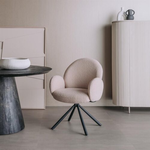 Draaibare Eetkamerstoel Imola Bouclé - Beige - Afbeelding 2