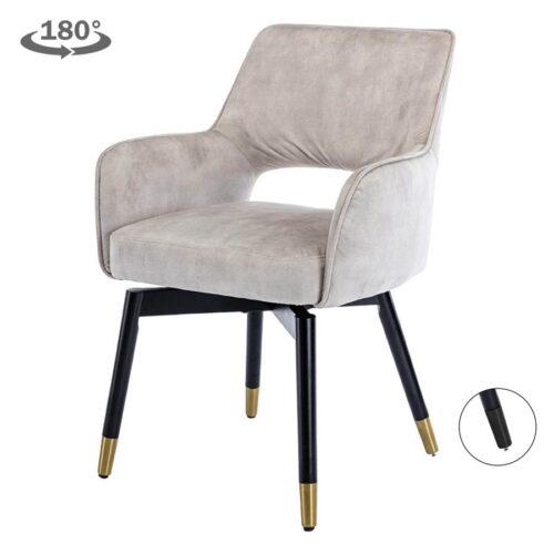 Draaibare Eetkamerstoel Lenno Velvet - Beige