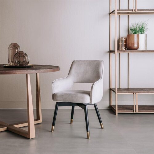 Draaibare Eetkamerstoel Lenno Velvet - Beige - Afbeelding 2