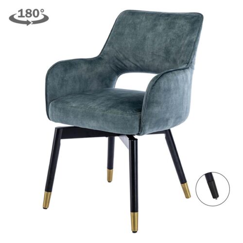 Draaibare Eetkamerstoel Lenno Velvet - Blauw