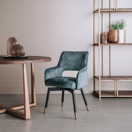 Draaibare Eetkamerstoel Lenno Velvet - Blauw - Afbeelding 2