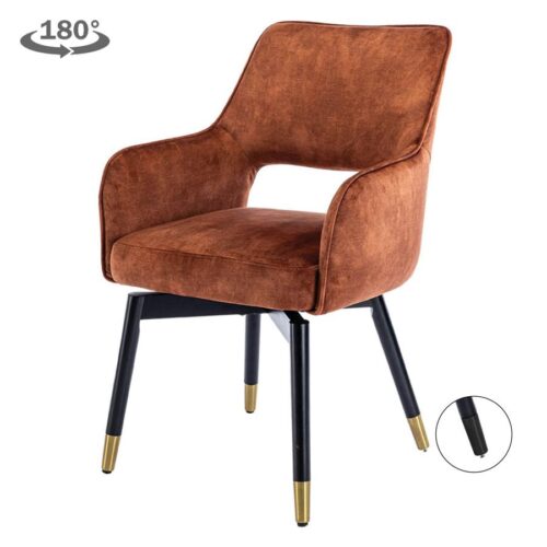 Draaibare Eetkamerstoel Lenno Velvet - Koper