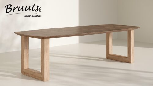 Deens Ovaal Verjongde Rand - Elmwood - U Onderstel Hout - Silky Maple - Afbeelding 2