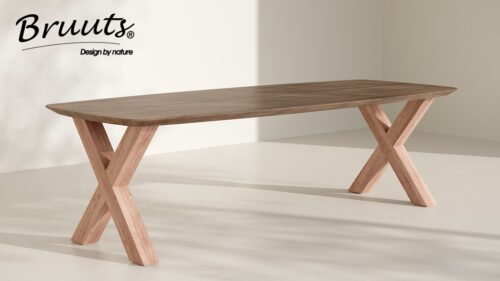 Deens Ovaal Verjongde Rand - Elmwood - X Onderstel Hout - Matt Lacquer - Afbeelding 2