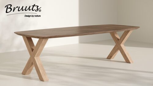 Deens Ovaal Verjongde Rand - Elmwood - X Onderstel Hout - Silky Maple - Afbeelding 2