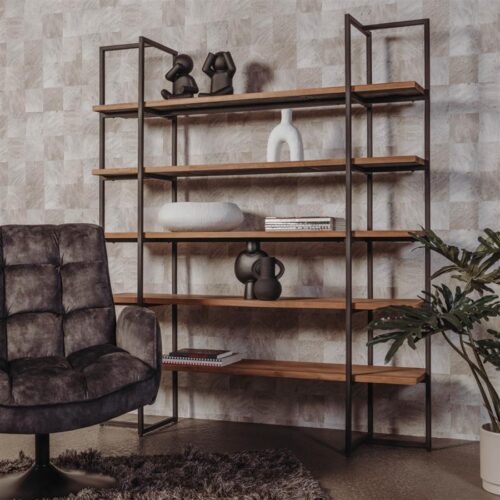 Boekenkast Felino Teakhout 155 x 180 cm - Afbeelding 2