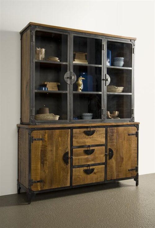 Vitrinekast Basto 210 x 160 cm Mangohout - Afbeelding 2