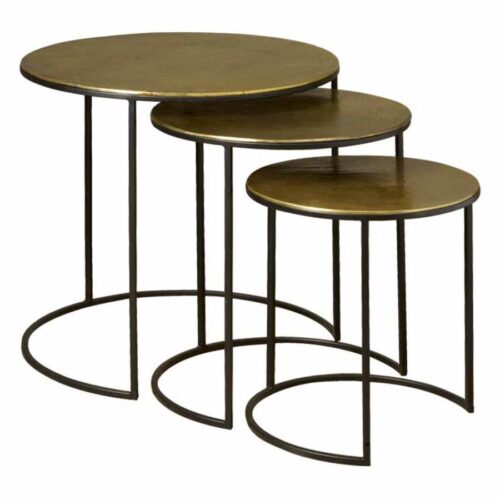 Ronde Bijzettafel Renew Iron set van 3 stuks - Brass Antique - Afbeelding 2