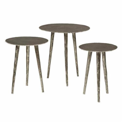 Ronde Bijzettafel Renew Iron set van 3 stuks - Zilver - Afbeelding 2