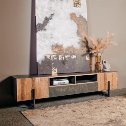 TV-meubel Ora Gerecycled Teak 222 cm - Afbeelding 3