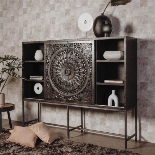 Dressoir Casina 200 cm - Zwart (hoog) - Afbeelding 2
