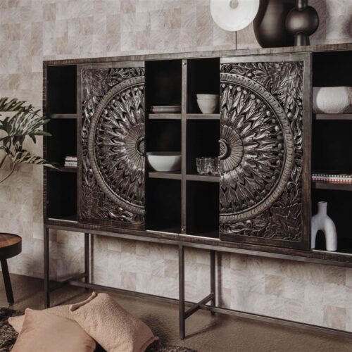 Dressoir Casina 200 cm - Zwart (hoog) - Afbeelding 3