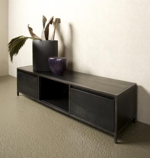 TV-meubel Paterno Zwart - 145 cm - Afbeelding 2