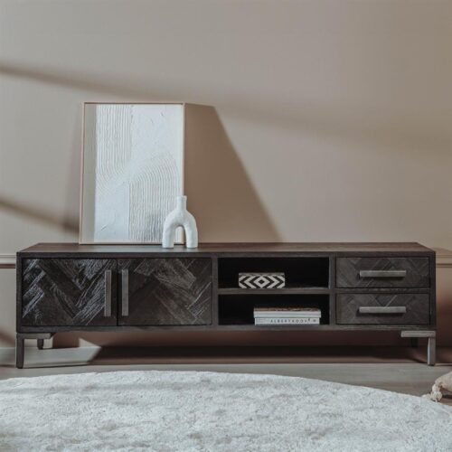 TV-meubel Ziano Visgraat 185 cm - Zwart - Afbeelding 2
