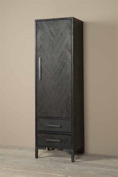 Opbergkast Ziano Visgraat 190 x 55 cm - Zwart (rechts) - Afbeelding 2