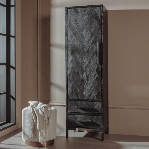Opbergkast Ziano Visgraat 190 x 55 cm - Zwart (links) - Afbeelding 2