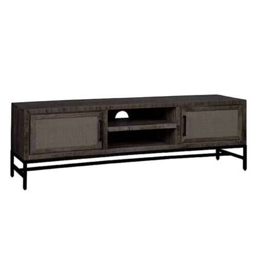 TV-meubel Carini Hout en Webbing 160 cm - Zwart - Afbeelding 2