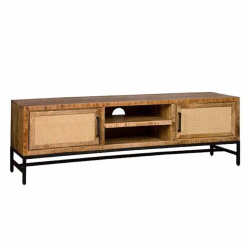 TV-meubel Carini Hout en Webbing 160 cm - Naturel - Afbeelding 2