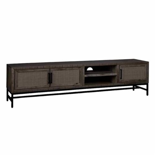TV-meubel Carini Hout en Webbing 200 cm - Zwart - Afbeelding 2