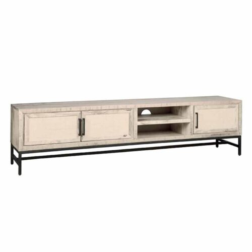 TV-meubel Carini Hout en Webbing 200 cm - Wit - Afbeelding 2