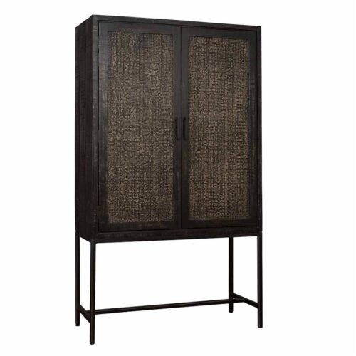 Opbergkast Carini Hout en Webbing 190 x 110 cm - Zwart - Afbeelding 2
