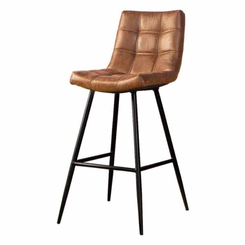 Barkruk Navarra Lederlook  - Cognac (zithoogte 75 cm) - Afbeelding 4