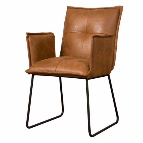 Eetkamerstoelstoel Seda met armleuning  - Cognac