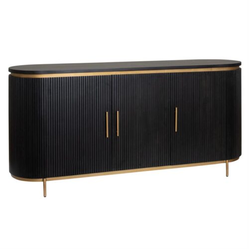 Dressoir Rivello Mangohout Zwart/Goud - 180 cm