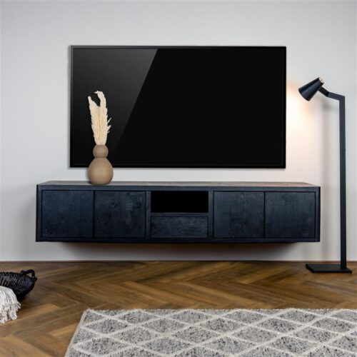 TV-meubel Tenna Zwart - 200 cm - Afbeelding 2