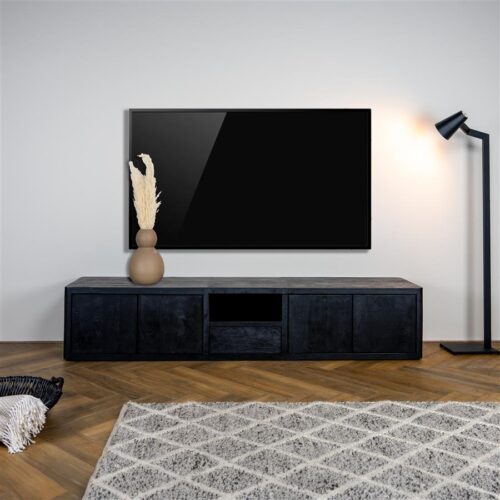 TV-meubel Tenna Zwart - 200 cm - Afbeelding 3