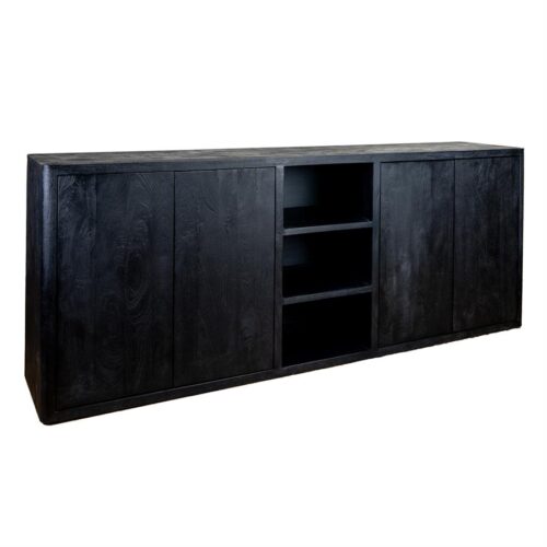 Dressoir Tenna Mangohout Zwart - 220 cm