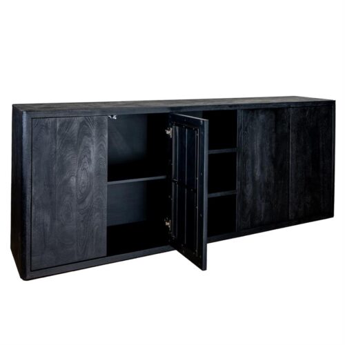 Dressoir Tenna Mangohout Zwart - 220 cm - Afbeelding 2