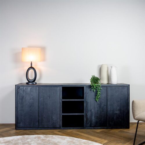 Dressoir Tenna Mangohout Zwart - 220 cm - Afbeelding 3