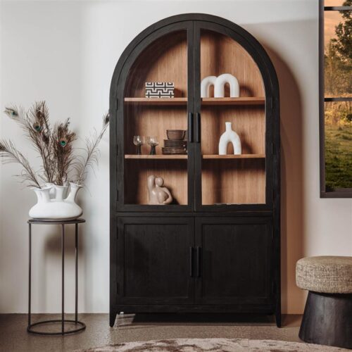 Vitrinekast Rotondi Mangohout 220 x 120 - Zwart - Afbeelding 2