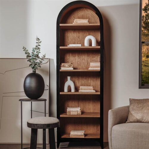 Wandkast Rotondi Mangohout 220 x 70 cm - Zwart - Afbeelding 2