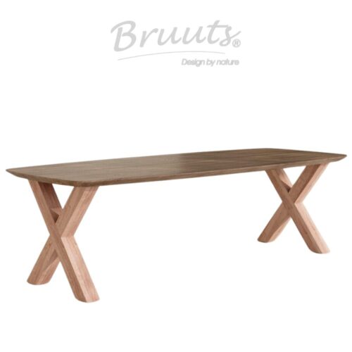 Deens Ovaal Verjongde Rand - Elmwood - X Onderstel Hout - Matt Lacquer