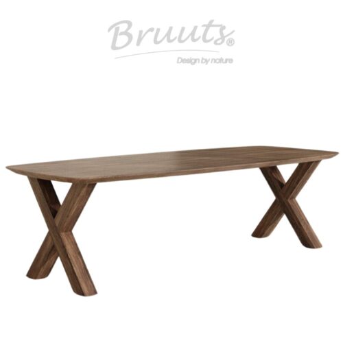Deens Ovaal Verjongde Rand - Elmwood - X Onderstel Hout - Walnut
