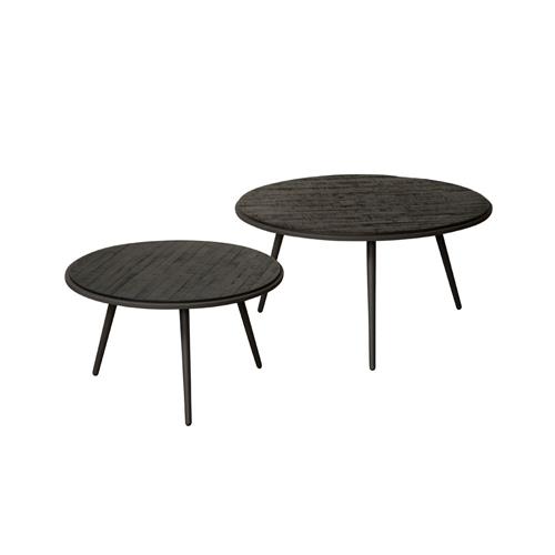 Bijzettafel Rolo Teakhout set van 2 stuks - zwart