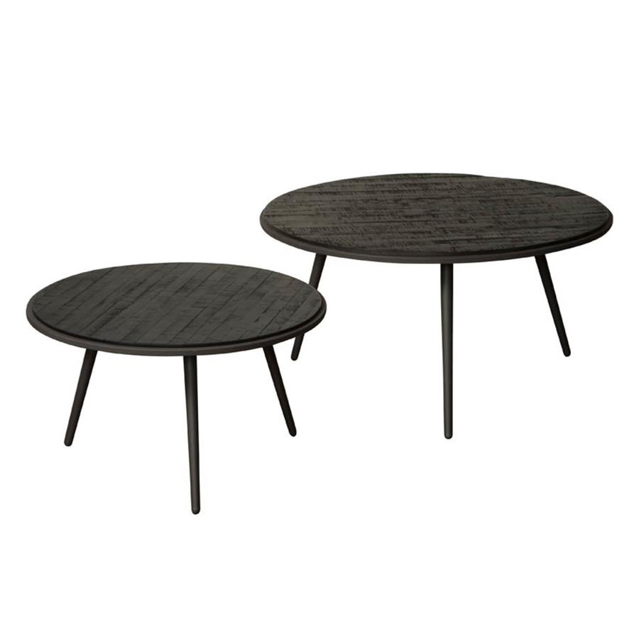 Bijzettafel Rolo Teakhout set van 2 stuks - zwart - Afbeelding 3