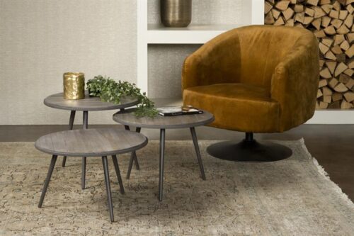 Bijzettafel Turi Teakhout set van 3 stuks - grey - Afbeelding 4