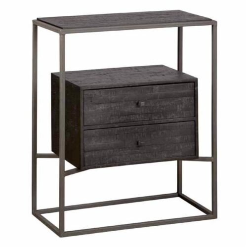 Cascia 2-drws. Buffet cabinet 60x35x75
Recycle teak matt black - metal gun grey
