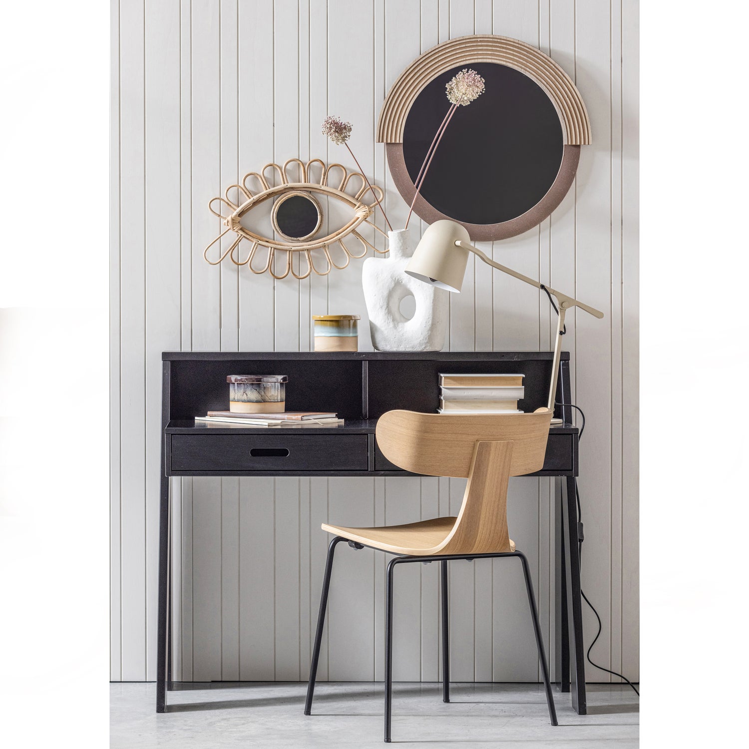 Eetkamerstoel Form met zwarte poot - Naturel - Afbeelding 2