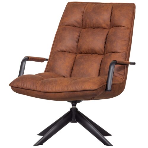 Draaifauteuil Jouke met armleuning PU - Cognac